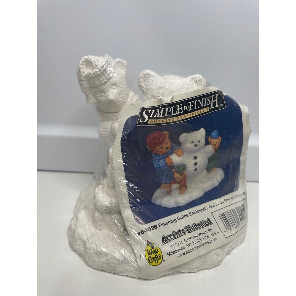 NEW VINTAGE Wee Crafts Accents Unlimited #64028 Bears & Snowman CHRISTMAS